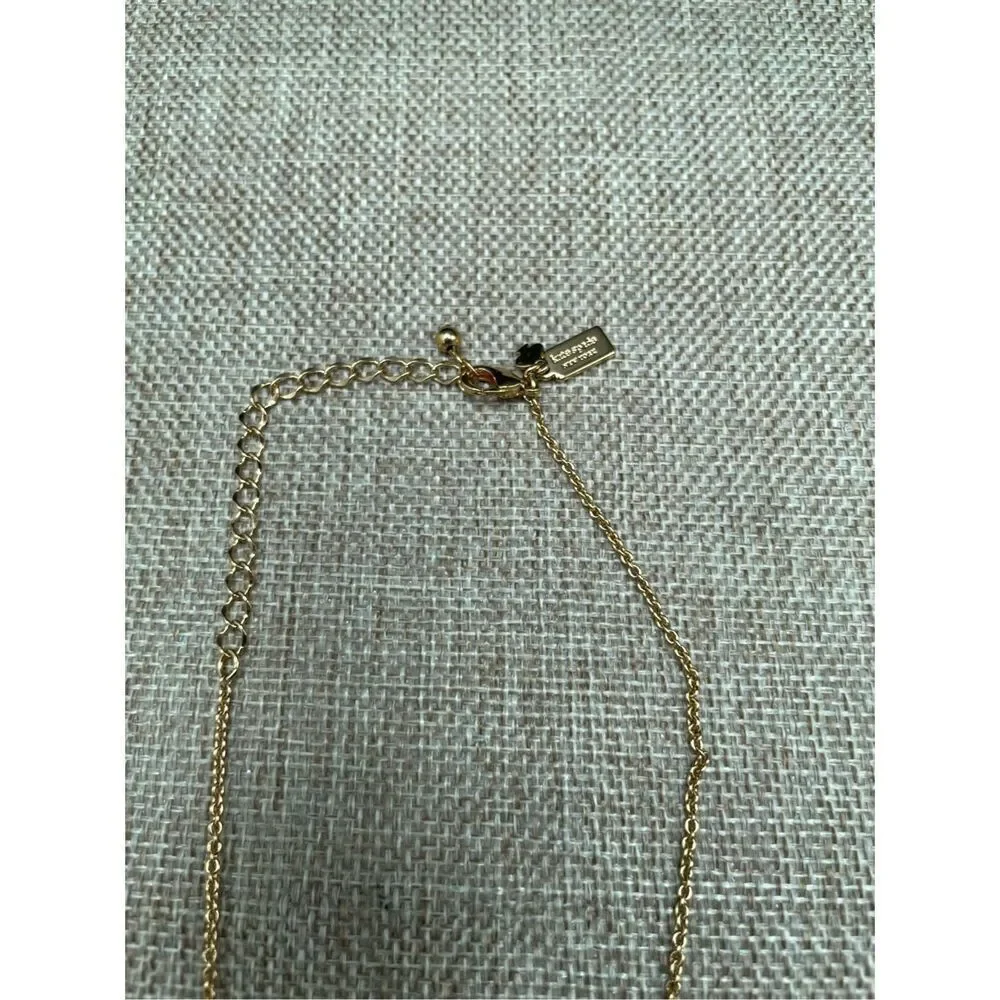 Kate Spade Spot The Spade Diamond Hardware Necklace Black Gold Tone